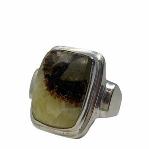 925 Chunky Silver Ring with Natural Stone